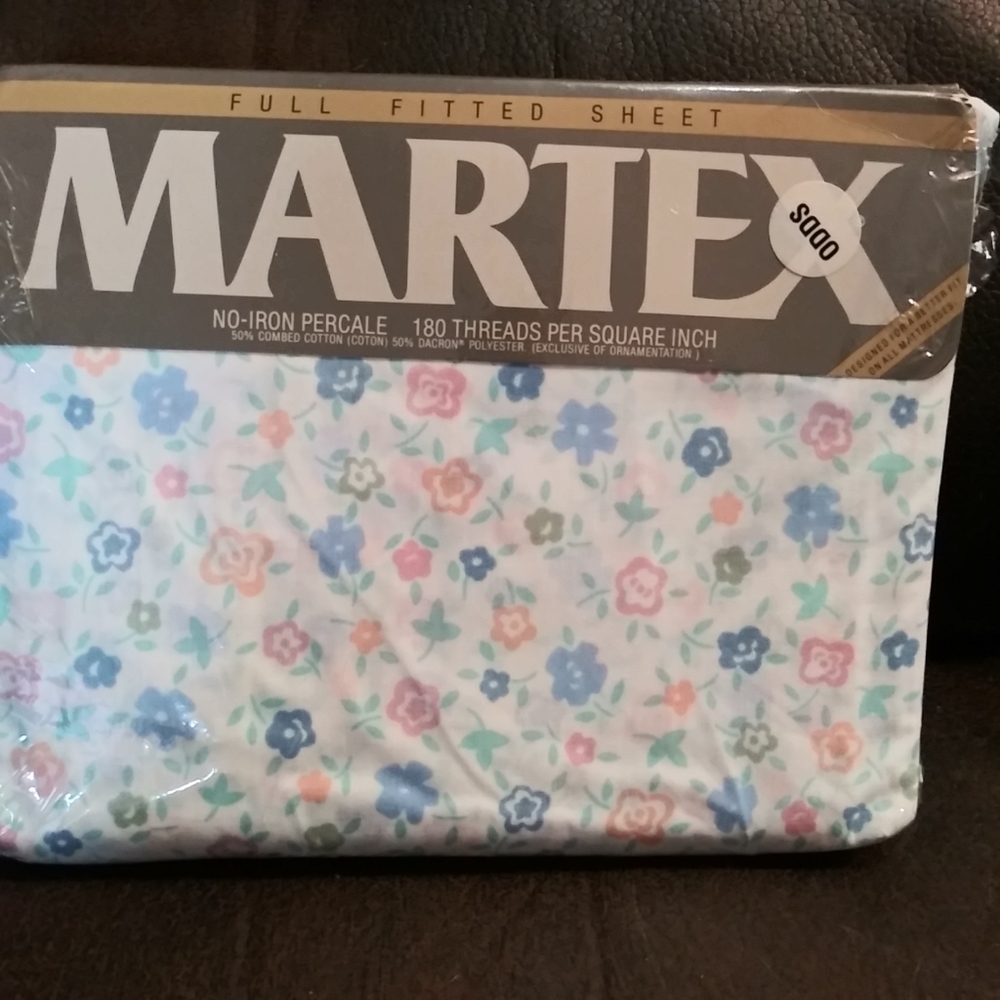 Vintage "Martex" Percale full size fitted sheet no iron Bellclare floral New